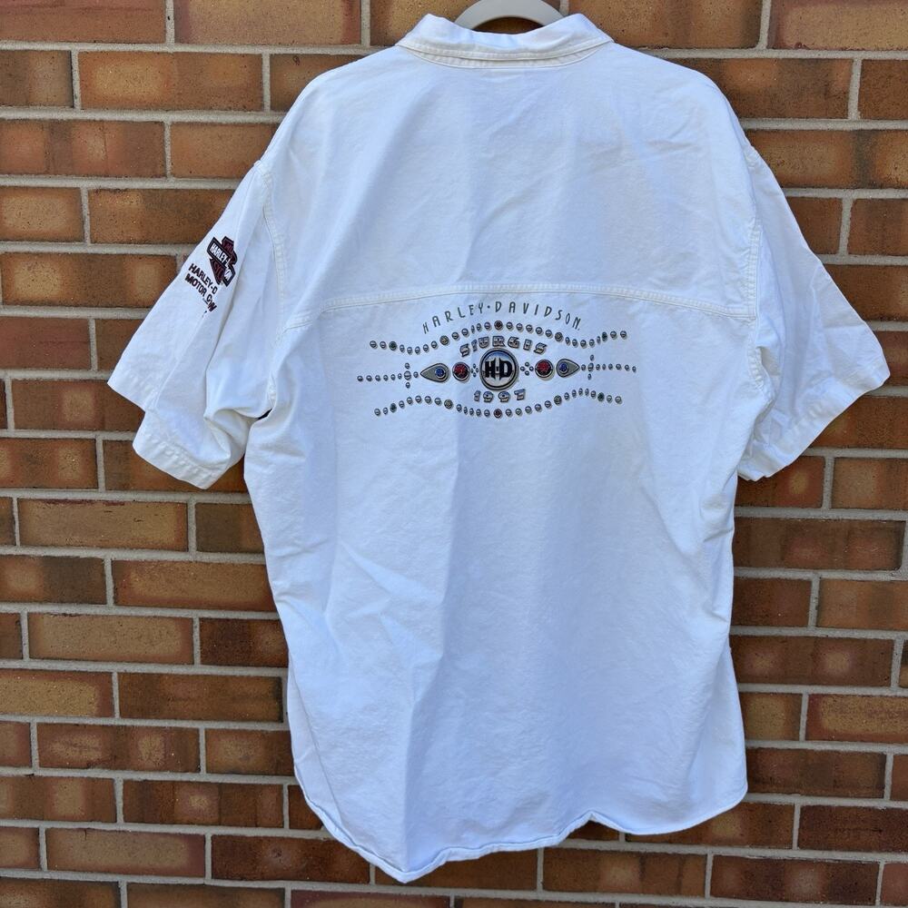 Harley Davidson Motorcycle Sturgis 2XL White Short Sleeve Button Down Shirt US